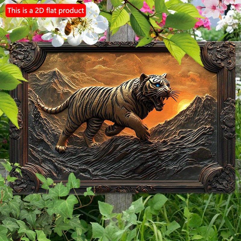 

2d Flat 30*20cm, Vintage White Tiger Mountain Run Wooden Wall Art, Wooden Sign for Bedroom, Conference Room and Outdoor Decor Durable. 30*20cm