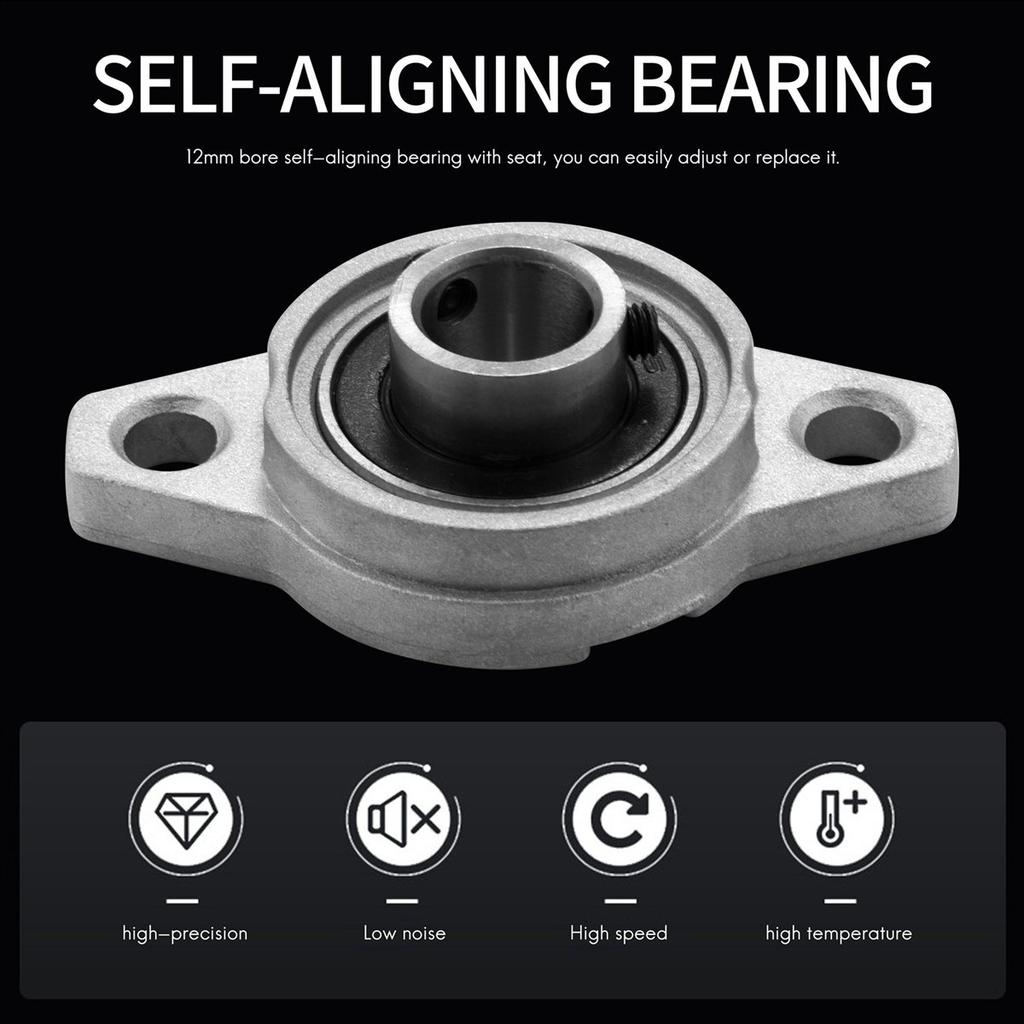 BHBL 4Pcs KFL001 12mm Zinc Alloy Self Aligning Pillow Block Flange Bearing Rhombic Bearing Housing