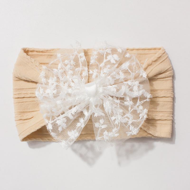 New Jacquard Baby Elastic Headband, Cute Lace Bow Children's Headscarf, Thin Baby Headband