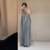 2026 French Blue Sleeveless Camisole Dress for Women - Summer Beach Fairy Style