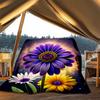 1pc Purple Daisy Outdoor Flannel Blanket Soft All Season Polyester Throw , Perfect for Picnics & Travel , Picnic Accessory