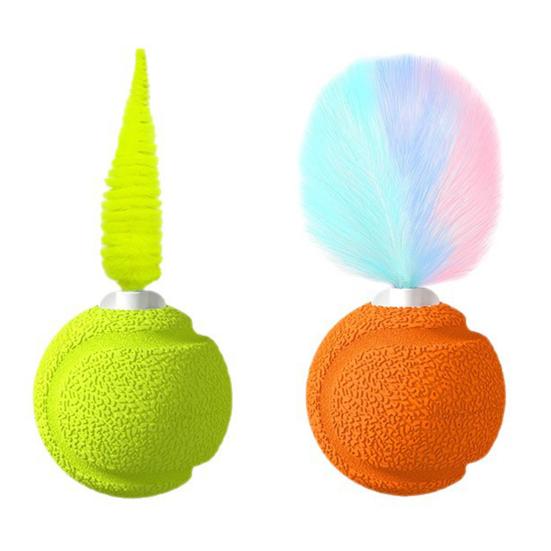 Cat Toy with Sound Feature Cats Bouncy Exercise Ball Interactive Ball Toy with Feathers for Cats Stress Relief Fun Activity Indoor Outdoor Use