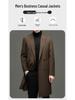 Men's 100% Wool Double-Faced Double-Breasted Lapel Collar Business Casual Long Coat