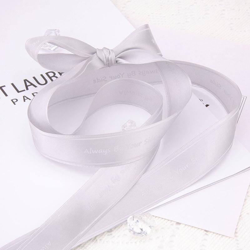 Polyester Letter Ribbon Always By Your Side Printed Ribbon For Flower Wedding Cake Gift Packaging High Quality Bouquet Ribbon