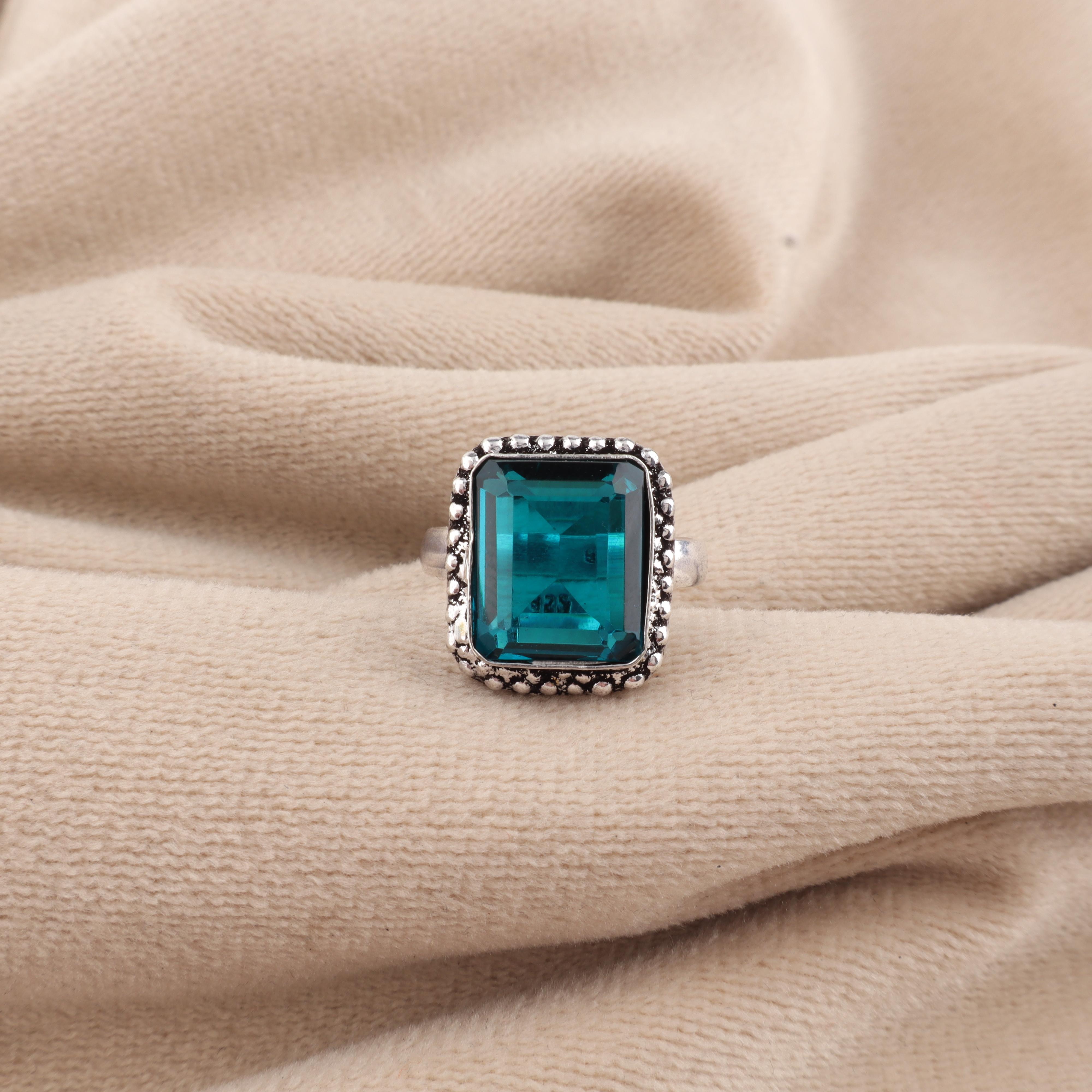 

Апатит Драгоценный камень Ручной работы 925 Стерлинговое серебро Ювелирные изделия Дизайнерское Обручальное кольцо для женщин RR-74-5 13