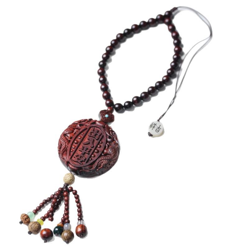 Indonesian Rosewood & Blood Sandalwood Peace Amulet Car Pendant for Men & Women