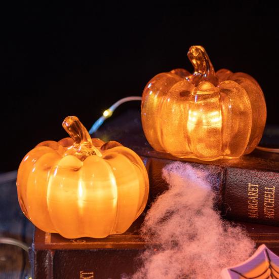 Mini křišťálová dýňová figurka Sběratelská umělá dýně Stolní ozdoba pro podzimní sklizeň Den díkůvzdání Halloween