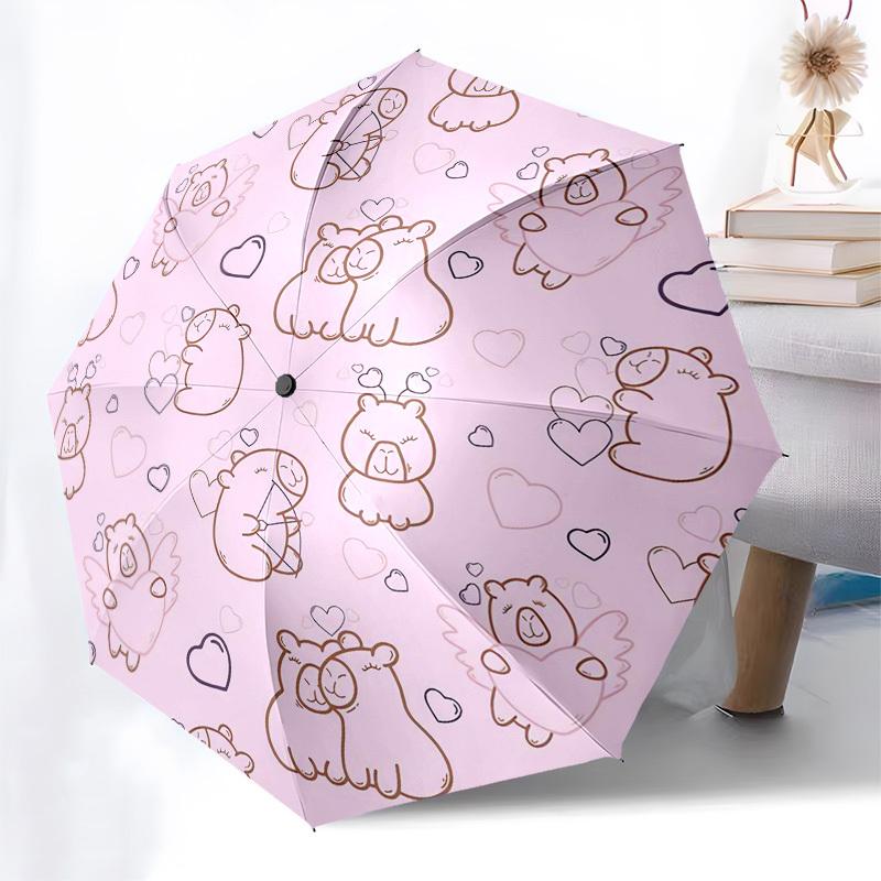 1pc Bear Love Hearts Pattern Umbrella with Plastic Handle,Suitable for All Seasons Home Travel Outdoor UmbrellaPT257