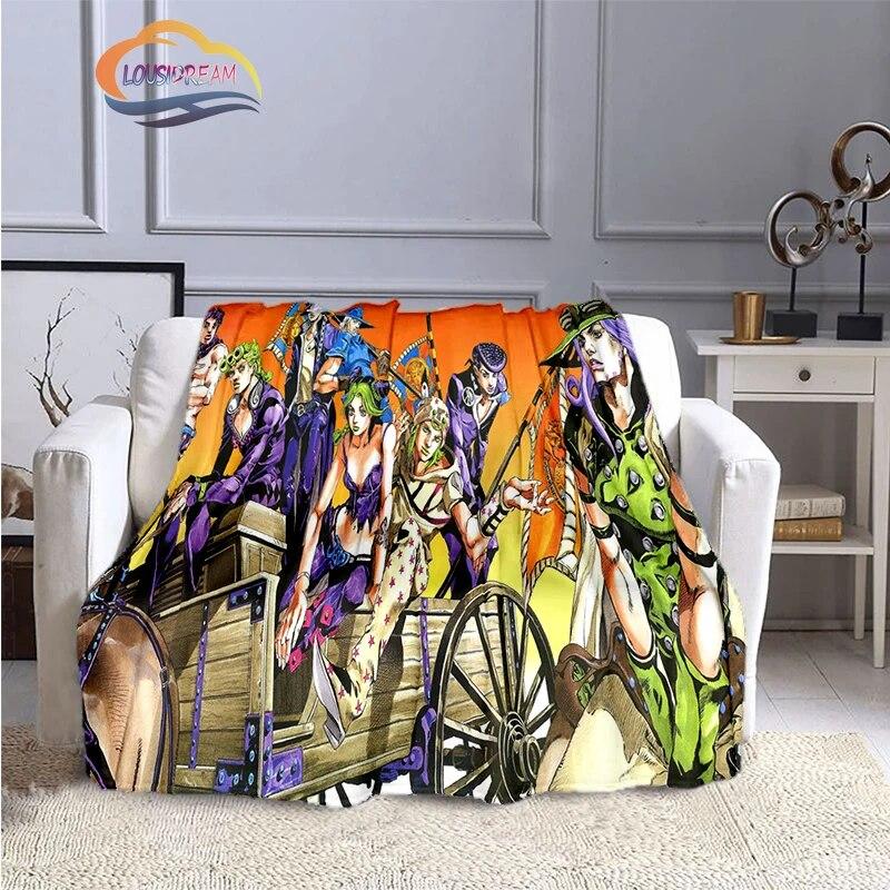 Karikatura JoJo's Bizarre Adventure Stone Ocean Deka Měkký fleece Throw Lehká All Seasons Teplá pro gaučovou přikrývku