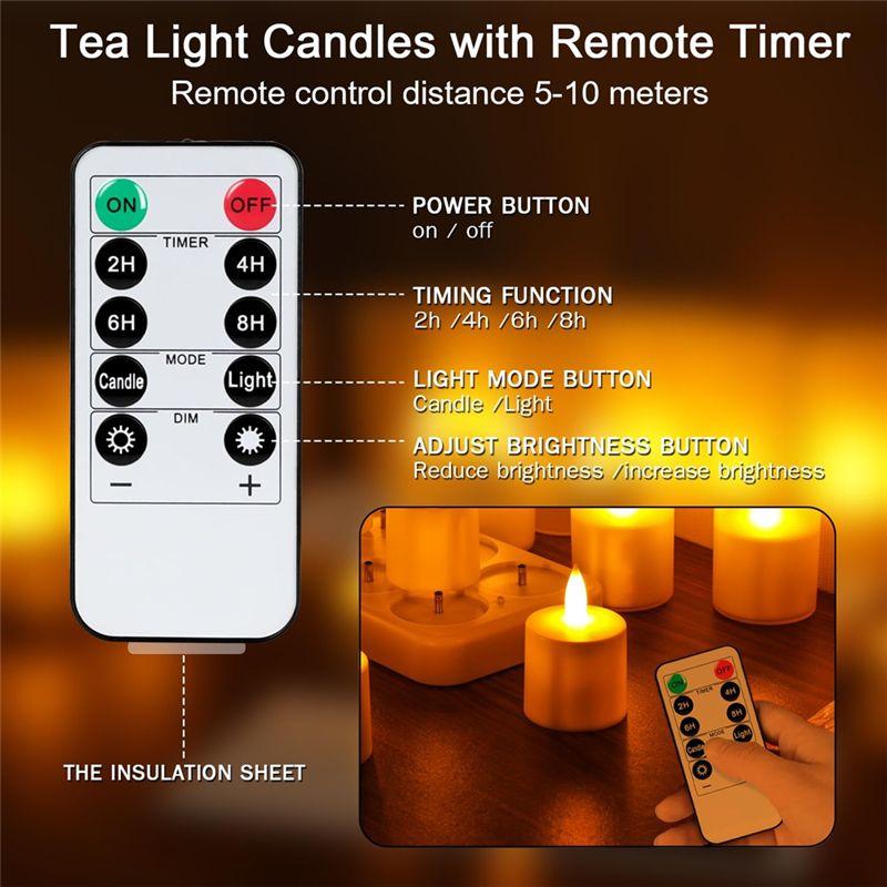 M-Modern-For HOME Party Romantic Rechargeable Tea Light Candles With Remote Timer–Suitable For Restaurants, Weddings, Christmas