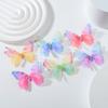 50Pcs 3D Organza Fabric Butterfly Appliques Gradient Color Double-layer Simulation Mesh Butterfly Patch Rhinestone Translucent