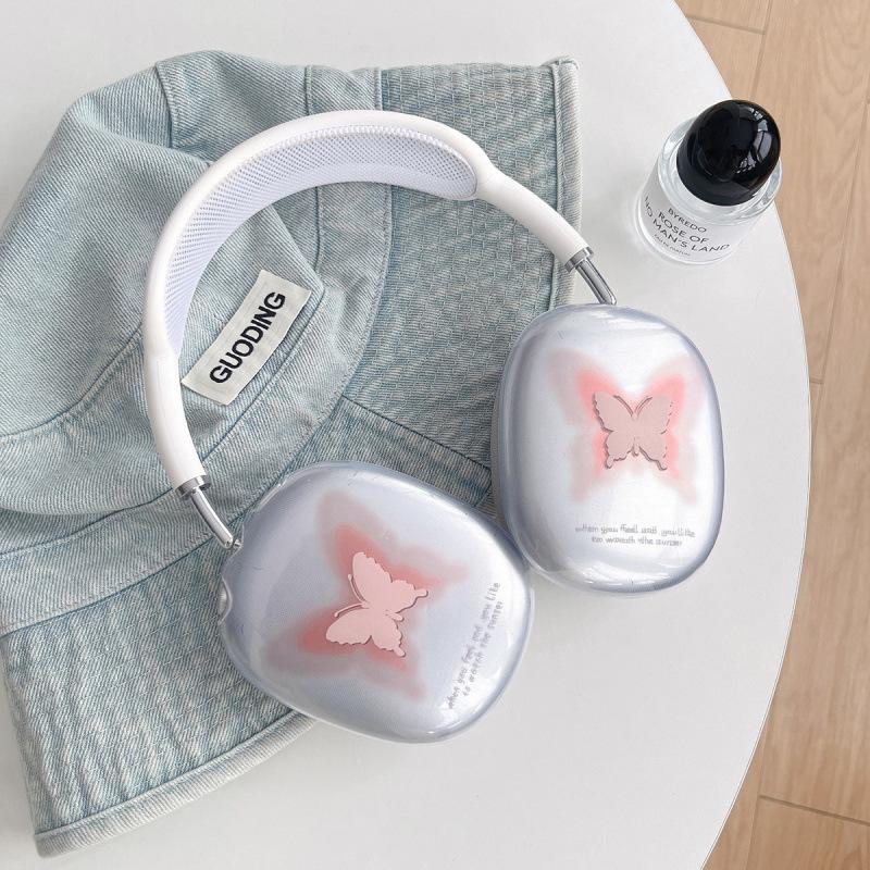 For Apple AirPods Max Case - Gradual Change Pink Butterfly Headphone Case