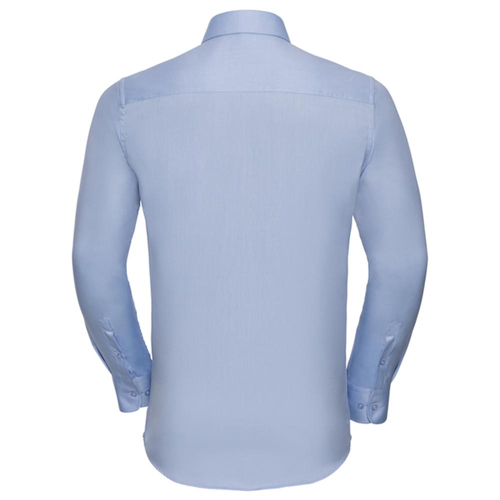 Russell Collection Mens Herringbone Tailored Long-Sleeved Shirt