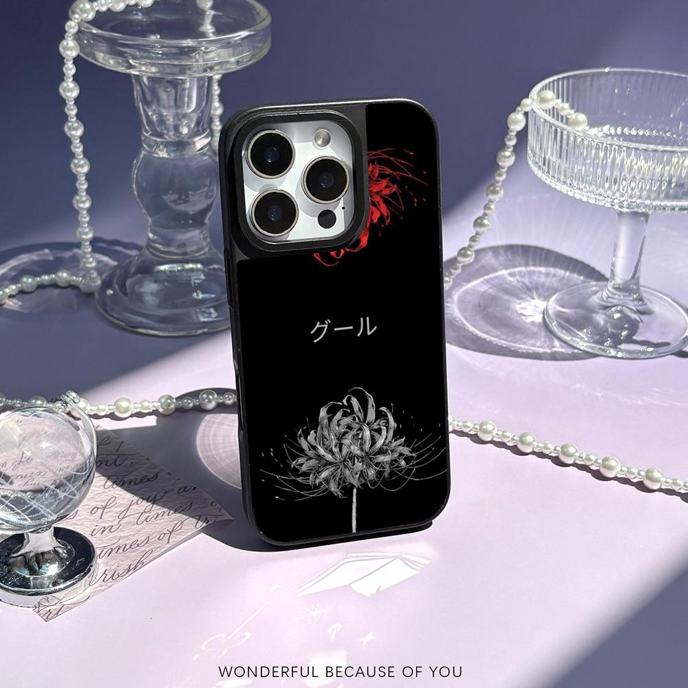 Art Red Spider Lilys Japan Design Phone Case for iPhone 17 16 E 15 14 13 12 Pro Max Sheepskin Silver-edged Protective Case