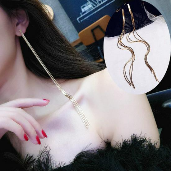 Extra-Long Tassel Earrings: Women's Korean Style, Versatile Stud & Dangle Jewelry