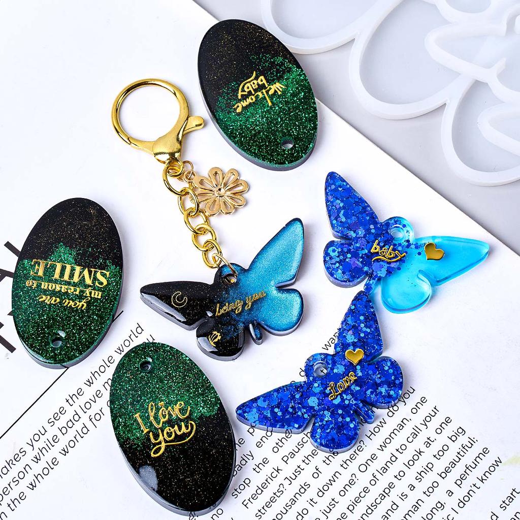 Butterfly Oval Earrings Silicone Mold DIY Jewelry Craft Gifts Making Crystal Epoxy Resin Pendant Necklace Keychain Casting Molds