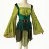 Vestito Cosplay Elfo Medievale da Donna Costume da Fata Magica Fantasy Manica Lunga Verde Festa di Halloween Cosplay Rinascimentale Travestimento