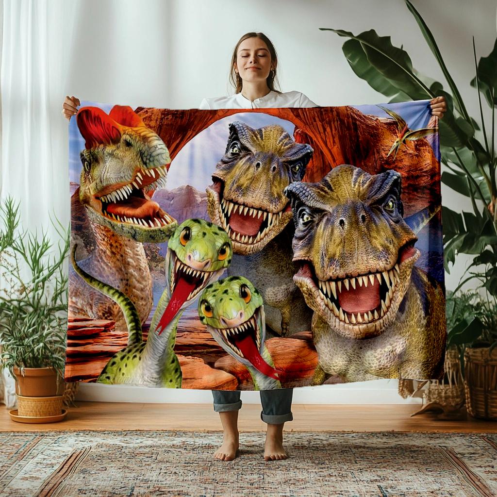 

130150cm Funny Cute Face dinosaur Thin Printed Blanket Camping Throw Bed Sofa Office Air Conditioning Soft Leisure 75x100cm (30x40inch)