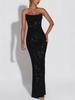 European American Women's Socialite Style Slim Fit Sleeveless Sequin Evening Gown Dress 8226
