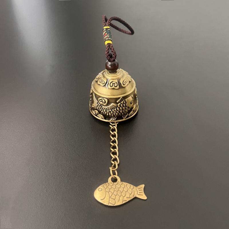 Vintage Pure Copper Bell Keychain Rustproof Brass Small Pendant Portable Ornament for Car Key Backpack Accessory Gift