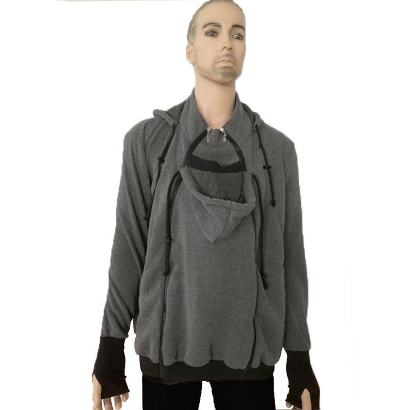 Zwei-in-eins multifunktionaler Känguru-Papa Kapuzenpullover Herren Beuteltasche