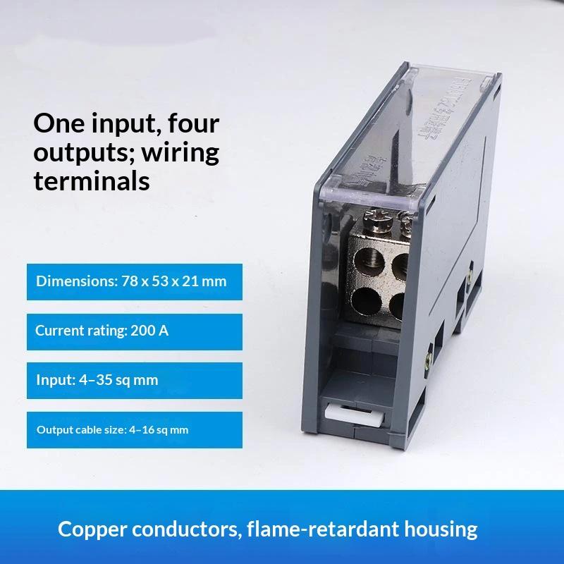 One In Multiple Out Din Rail Terminal Block 150A Universal Distribution Box Wire Connector Abs/Copper Power Junction Box