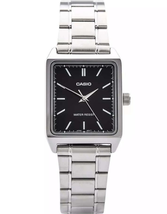 Casio LTP-V007D-1E Black Square Dial Silver Chain Ladies Watch / Vintage, Classic Watch, Authentic Casio
