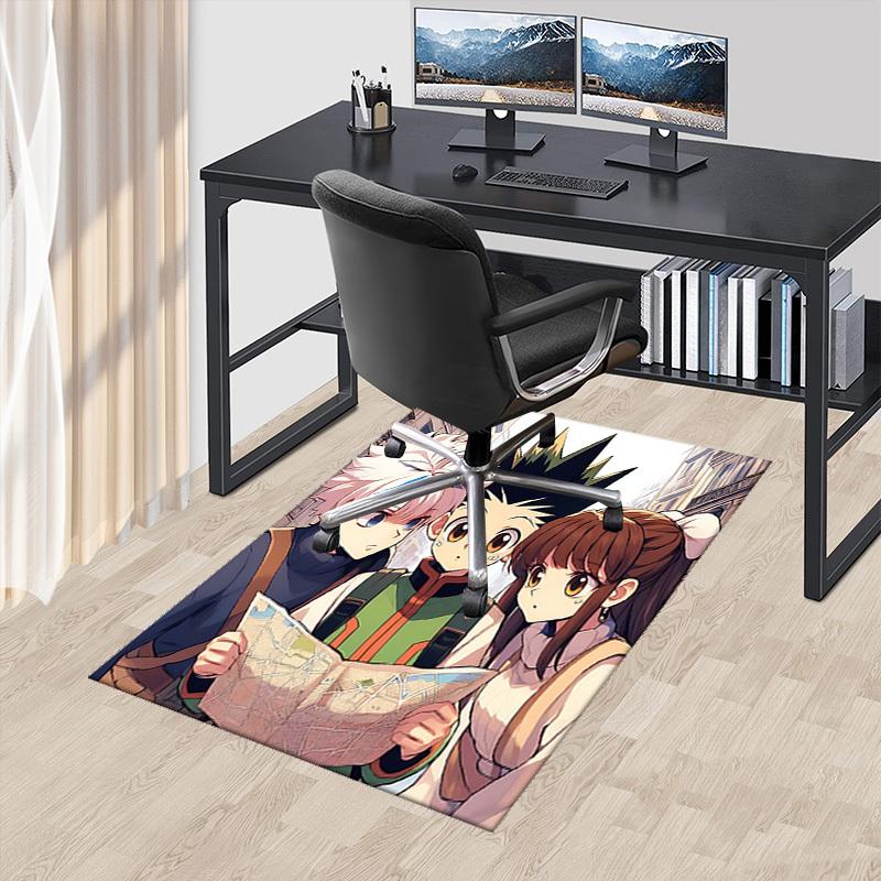 1pc Hunter x Hunter Anime Carpet: Hisoka, Leorio, and Killua Design Chair Mat - Office Desk Pad with Anti-Slip Technology - Perfect for Anime Lovers a 60cm by 90cm