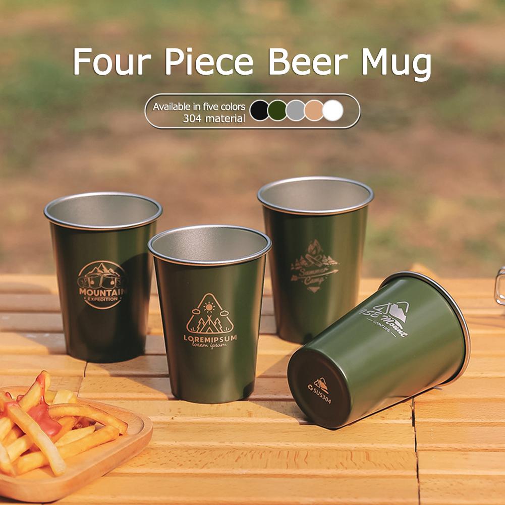 Single Layer Cold Drink Glass Stainless Steel Beer Mug Coffee Cup Portable Mug Suitable for Home Restaurant Bar Party