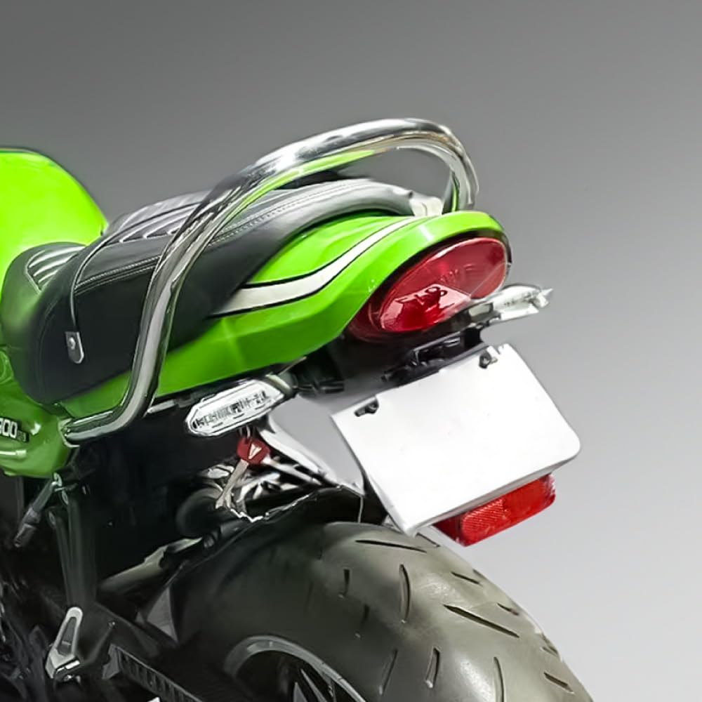 KAWASAKI Kompatibel Kawasaki Z900RS/CAFE Aluminium Kennzeichenhalter-Entfernungs-Kit mit LED-Kennzeichenbeleuchtung, Schwarz, MADMAX Design, Heckverkleidung, Kennzeichenhalter L