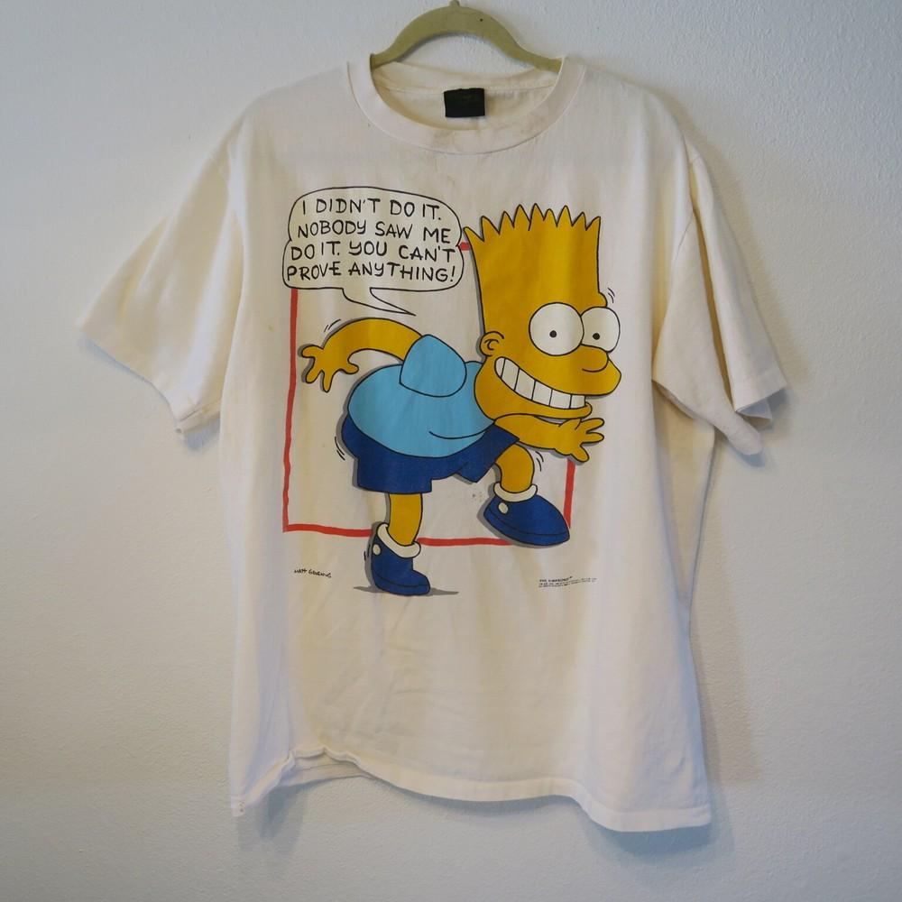 Vintage Bart Simpson T Shirt Single Stitched Changes Tag XL Rare Mega Print 1990 Unisex T-Shirt XXXXL