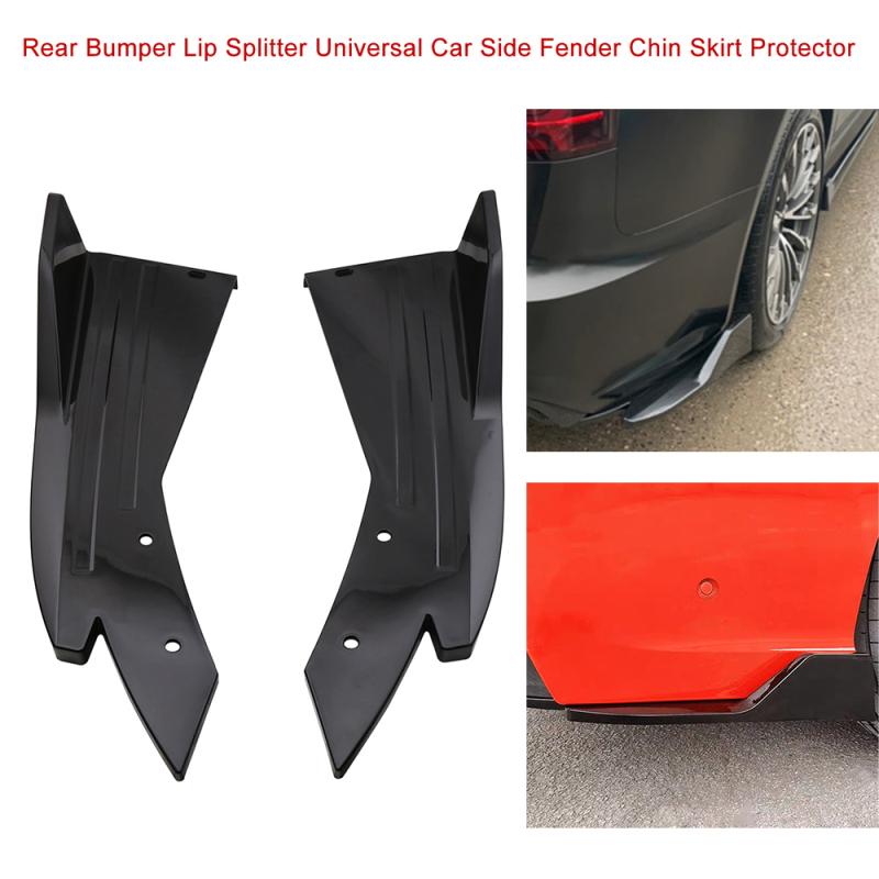 Rear Bumper Lip Splitter Universal Car Side Fender Fins Body Lip Spoiler Chin Skirt Protector 2pcs Rear lip wrap angle splitters
