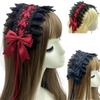 Gothic Lolita Spitzen Schleifen Stirnband - Schwarz Rot Dienstmädchen Haaraccessoire