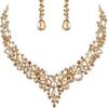 Newlywed Rhinestone Crystal Necklace And Earrings Set - Luxurious Jewelry Set For Ladies' Dance And Banquet Events