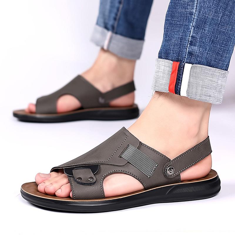 Fashion Classic Open Toe Men's Sandals Summer 2024 Non-slip Waterproof Sandals Men's Soft Bottom Wear-resistant Middle-aged Dual-use