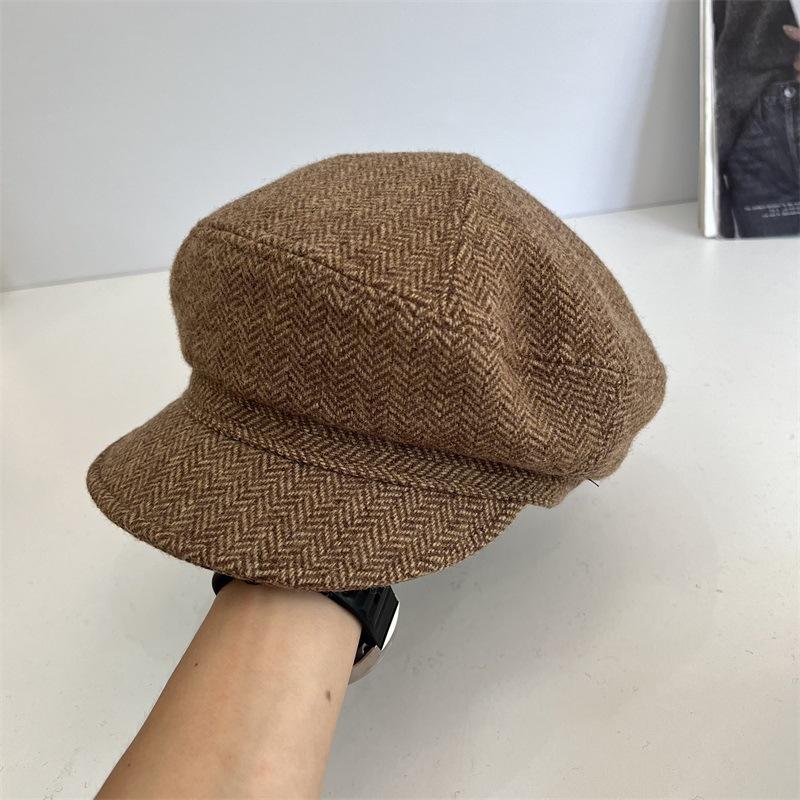

Wool, Octagonal Hat Children s Autumn and Winter Beret British Vintage Versatile Warm Hat Newsboy Painter Hat M（56-58cm） чорний