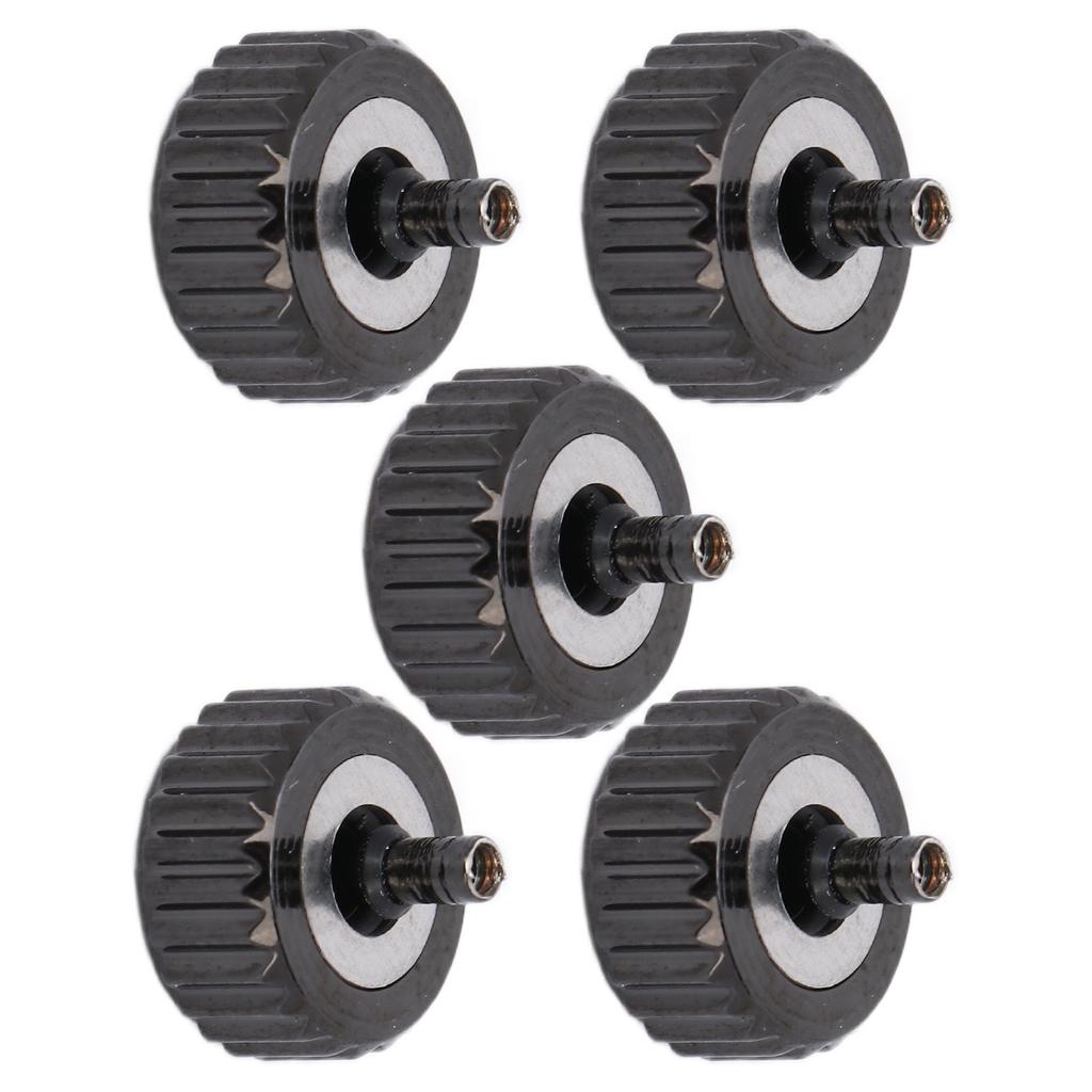 5pcs Watch Crown Spare Parts Black Steel Crown Watch Head Replacement Accessories for Quartz Mechanical Watch7mm