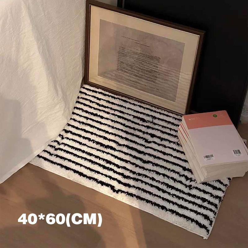 

Скандинавский стиль Ваби-саби Стеганый Прикроватный ковер для спальни в черно-белую полоску в клетку Простой впитывающий коврик для ванной
