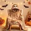 Manta Acondicionada Acogedora Sudadera Portátil de Halloween, Capa de Vaca de las Highlands con Capucha, Suave Regalo para Ella Perezoso de Peluche Capa de Gato Negro Ropa de Casa para Mujer