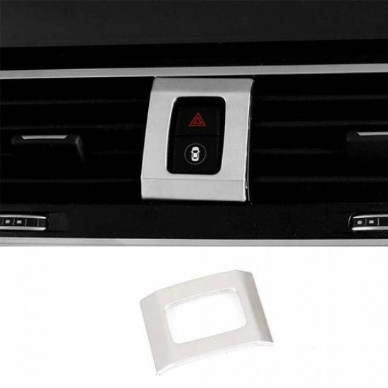 For BMW X3 X4 2018- Silver Steel Console Emergency Light Switch Cover Decor