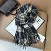 Retro Plaid Scarf Women's Winter 1116 New Versatile Korean Version Atmosphere Shawl To Keep Warm Students Thickened Scarf