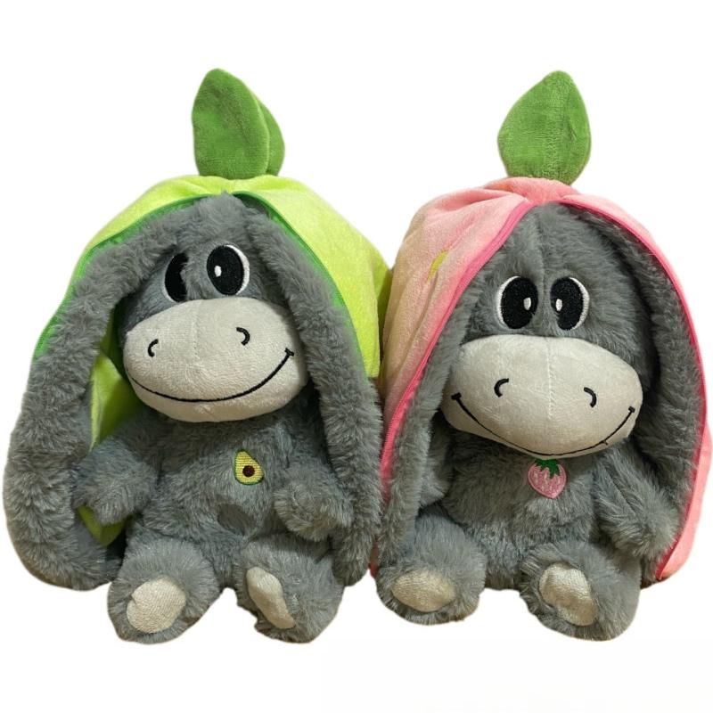 Hot Breathing Light-up Music Avocado Donkey Plush Doll Adorable Donkey Sleep Comfort Companion Stuffed Dolls Plaything Children's Gifts
