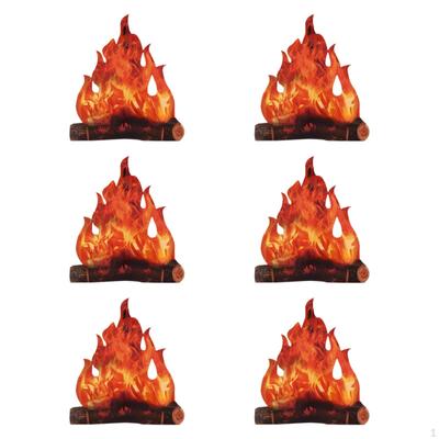6 Stück 3D Dekorative Lagerfeuer aus Pappe, Künstliche Flammen Lagerfeuer Halloween Falsche Flammen Feuer