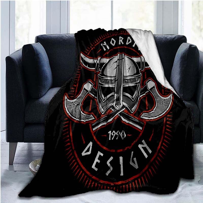 The Vikings Ancient Scandinavian Norse Runes Axes 3D Soft Throw Blanket  Lightweight Flannel Blanket