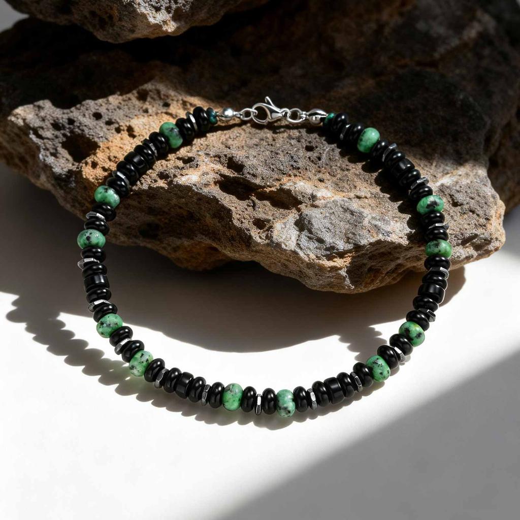 Vnox Stainless Steel Stone Beaded Anklet for Men Women, Classic Adjustable Anklets Chain Summer Beach Boho Hip Hop Jewelry Gifts