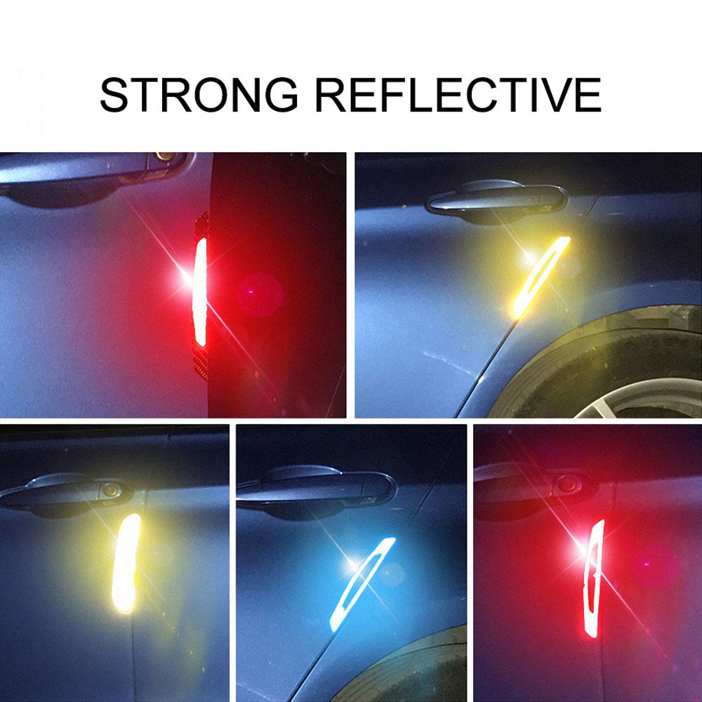 4Pcs/Set Reflective Warning Door Side Edge Protection Anti-Scratch Protector Glue Sticker For Auto Car