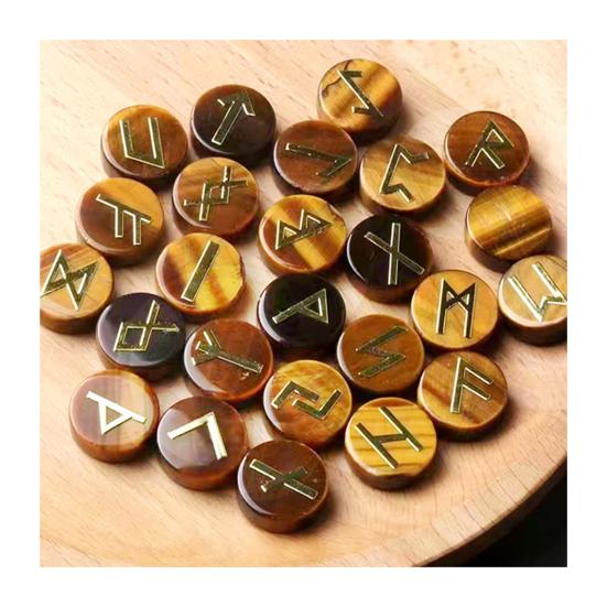 25Pcs Faux Crystal Agate Rune Stone Set Alphabet Rune Round Set Nordic Germanic Language Stone for Witchcraft Fortune-Telling