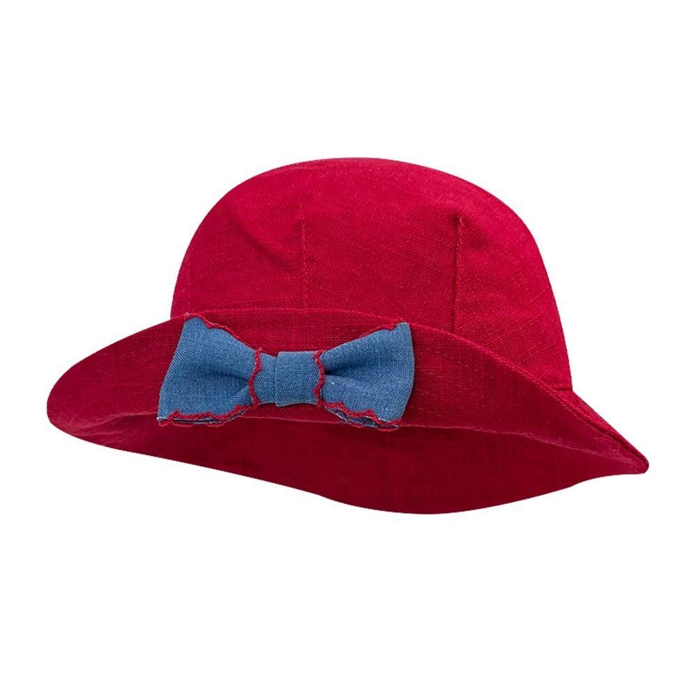 

Bowknot Bow Red Hat Solid Color Summer Sun Hat Fashion Basin Hat Camping красный