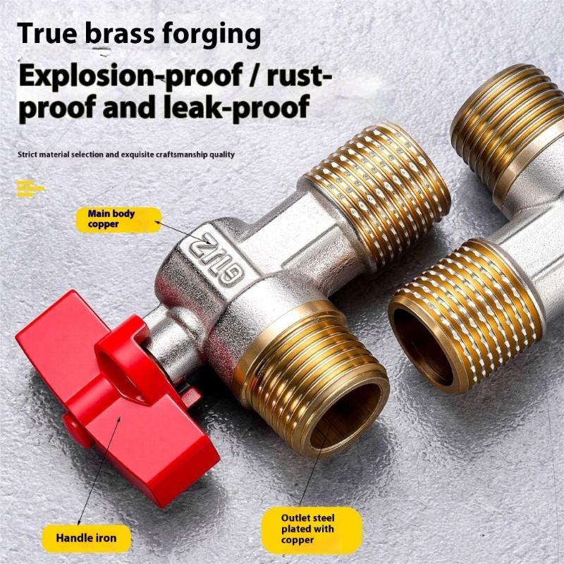 Brass 1/2inch Water Shut Off Valves with Handle Universal Water Flows Control Valves Hot/Cold Water Turn Angle Stop Valves