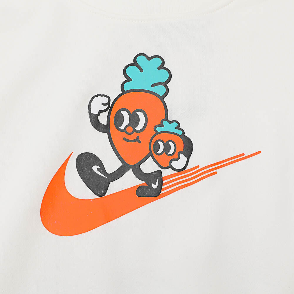 Nike Cny Series Cartoon Radish Logo Print Fleece Crewneck Sweatshirt Kids Sweatshirt White FD4074-133